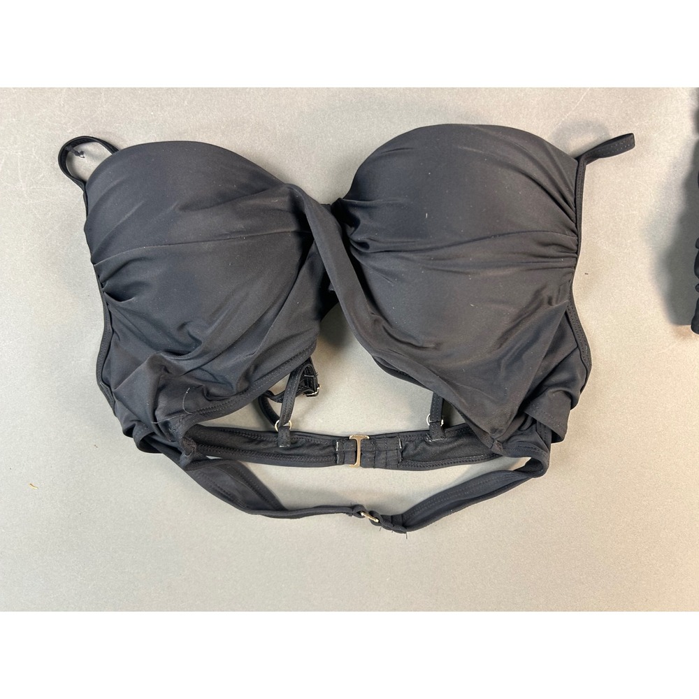 Catherine Malandrino Black Twist Front Bikini Top & High Waist Shirred Bottom - Picture 7 of 9